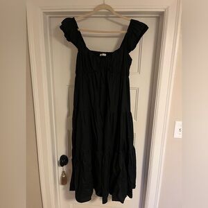 Abercrombie Ruched Maxi Dress with Flutter Sleeves - L - NWOT